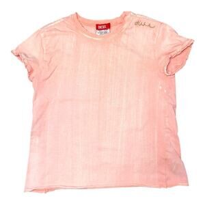 Diesel Peach Tie Dye Ruffle Short Sleeve Tee Shirt Youth Size M